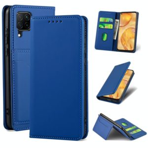For Huawei P40 Lite Strong Magnetism Liquid Feel Horizontal Flip Leather Case with Holder & Card Slots & Wallet(Blue) (OEM)