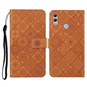 For Huawei Honor 8X Ethnic Style Embossed Pattern Horizontal Flip Leather Case with Holder & Card Slots & Wallet & Lanyard(Brown) (OEM)