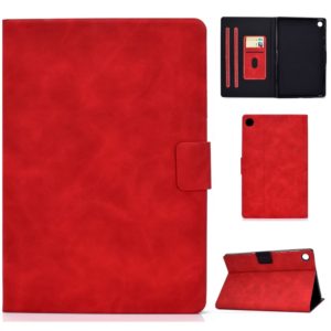 For Lenovo M10 Plus TB-X606F Cowhide Texture Horizontal Flip Leather Case with Holder & Card Slots & Sleep / Wake-up Function(Red) (OEM)