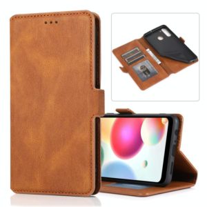 For Samsung Galaxy A21 Retro Magnetic Closing Clasp Horizontal Flip Leather Case with Holder & Card Slots & Photo Frame & Wallet(Brown) (OEM)