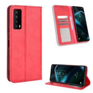 For TCL Stylus 5G Magnetic Buckle Retro Texture Leather Phone Case(Red) (OEM)