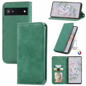 For Google Pixel 6a Retro Skin Feel Magnetic Horizontal Flip Leather Phone Case(Green) (OEM)