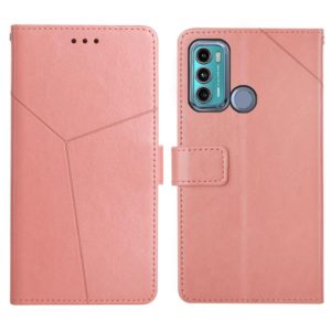 For Motorola Moto G40 / G60 Y Stitching Horizontal Flip Leather Phone Case with Holder & Card Slots & Wallet & Photo Frame(Rose Gold) (OEM)