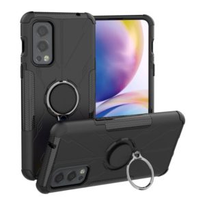 For OnePlus Nord 2 5G Armor Bear Shockproof PC + TPU Protective Case with Ring Holder(Black) (OEM)