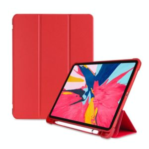 Three-folding Shockproof TPU Protective Case for iPad Pro 11 inch (2018) / (2020), with Holder & Pen Slot(Red) (OEM)