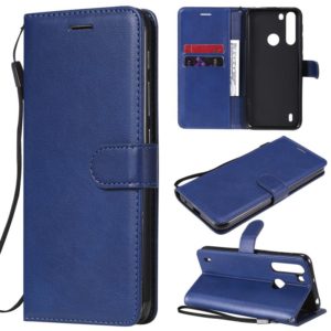 For Motorola Moto One Fuson Solid Color Horizontal Flip Protective Leather Case with Holder & Card Slots & Wallet & Photo Frame & Lanyard(Blue) (OEM)