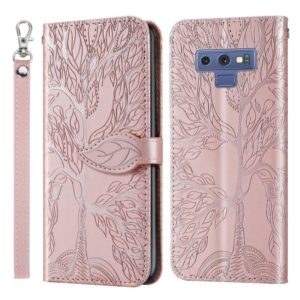 For Samsung Galaxy Note9 Life of Tree Embossing Pattern Horizontal Flip Leather Case with Holder & Card Slot & Wallet & Photo Frame & Lanyard(Rose Gold) (OEM)