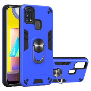For Samsung Galaxy M31 2 in 1 Armour Series PC + TPU Protective Case with Ring Holder(Dark Blue) (OEM)
