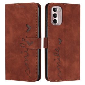 For Motorola Moto G Stylus 5G 2022 Skin Feel Heart Pattern Leather Phone Case(Brown) (OEM)