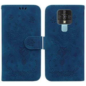 For Tecno Camon 16 Butterfly Rose Embossed Leather Phone Case(Blue) (OEM)
