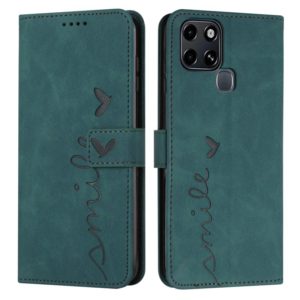 For Infinix Smart 6 Skin Feel Heart Pattern Leather Phone Case(Green) (OEM)
