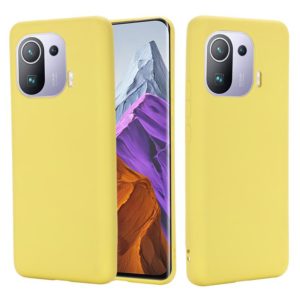 For Xiaomi Mi 11 Pro Solid Color Liquid Silicone Dropproof Full Coverage Protective Case(Yellow) (OEM)