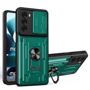 For Motorola Moto G200 5G / Edge S30 Sliding Camshield TPU+PC Phone Case with Card Slot(Dark Green) (OEM)