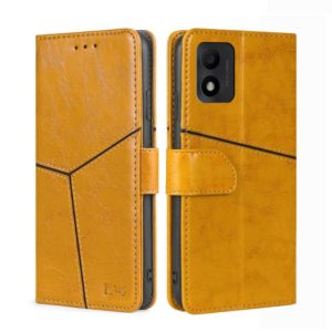 For TCL 303 Geometric Stitching Horizontal Flip Leather Phone Case(Yellow) (OEM)