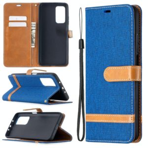 For Xiaomi Mi 10T / 10 Pro 5G Color Matching Denim Texture Leather Case with Holder & Card Slots & Wallet & Lanyard(Royal Blue) (OEM)