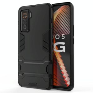 For Vivo iQOO 5 5G PC + TPU Shockproof Protective Case with Holder(Black) (OEM)