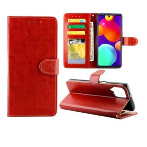 For Samsung Galaxy F62/M62 Crazy Horse Texture Leather Horizontal Flip Protective Case with Holder & Card Slots & Wallet & Photo Frame(Brown) (OEM)
