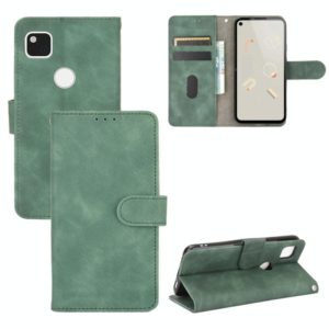 For Google Pixel 4a Solid Color Skin Feel Magnetic Buckle Horizontal Flip Calf Texture PU Leather Case with Holder & Card Slots & Wallet(Green) (OEM)