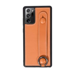For Samsung Galaxy Note 20 Ultra Top Layer Cowhide Shockproof Protective Case with Wrist Strap Bracket(Brown) (OEM)
