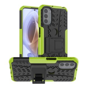 For Motorola Moto G31 / G41 Tire Texture TPU + PC Phone Case with Holder(Green) (OEM)