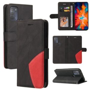 For Motorola Moto G50 Dual-color Splicing Horizontal Flip PU Leather Case with Holder & Card Slots & Wallet(Black) (OEM)
