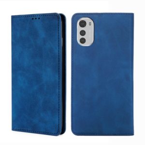 For Motorola Moto E32 4G Skin Feel Magnetic Horizontal Flip Leather Phone Case(Blue) (OEM)