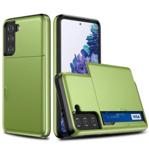 For Samsung Galaxy S21+ 5G Shockproof Armor Protective Case with Card Slot(Green) (OEM)