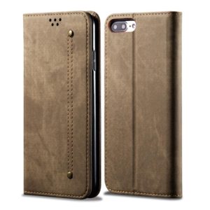 For iPhone 6 Plus / 6s Plus Denim Texture Casual Style Horizontal Flip Leather Case with Holder & Card Slots & Wallet(Khaki) (OEM)