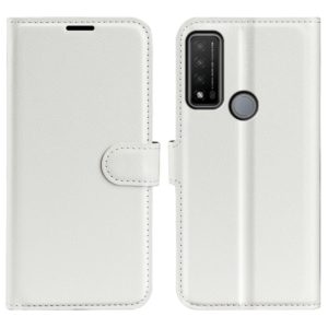 For TCL 20 R 5G Litchi Texture Horizontal Flip Phone Protective Case with Holder & Card Slots & Wallet(White) (OEM)