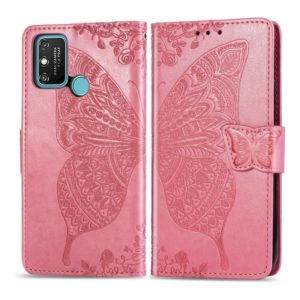 For Huawei Honor 9A Butterfly Love Flower Embossed Horizontal Flip Leather Case with Bracket / Card Slot / Wallet / Lanyard(Pink) (OEM)