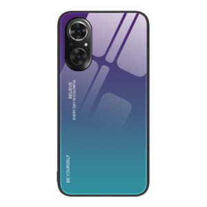 For Honor 50 SE Gradient Color Glass Phone Case(Aurora Blue) (OEM)
