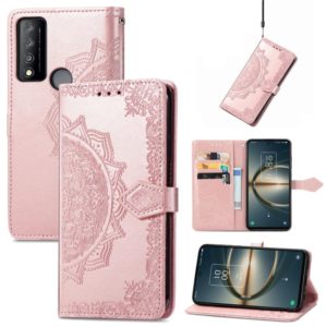 For TCL 30 V 5G Mandala Flower Embossed Flip Leather Phone Case(Rose Gold) (OEM)