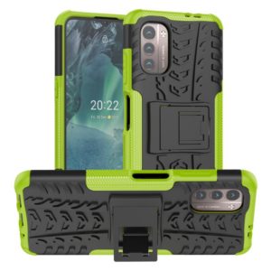 For Nokia G21 4G Tire Texture TPU + PC Phone Case with Holder(Green) (OEM)