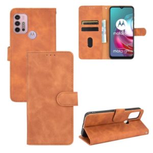 For Motorola Moto G30 / G10 Solid Color Skin Feel Magnetic Buckle Horizontal Flip Calf Texture PU Leather Case with Holder & Card Slots & Wallet(Brown) (OEM)