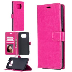 For Xiaomi Poco X3 NFC Crazy Horse Texture Horizontal Flip Leather Case with Holder & Card Slots & Wallet & Photo Frame(Rose pink) (OEM)