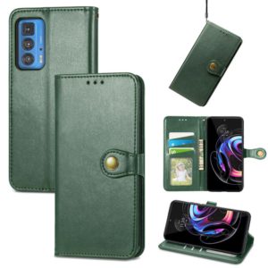 For Motorola Edge 20 Pro Solid Color Leather Buckle Phone Case with Lanyard & Photo Frame & Card Slot & Wallet & Stand Function(Green) (OEM)