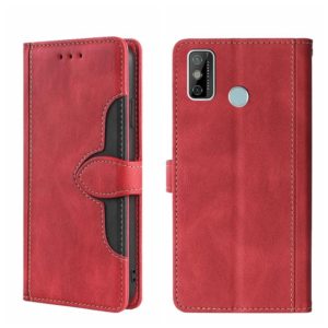 For Tecno Spark 6 GO Skin Feel Straw Hat Magnetic Buckle Leather Phone Case(Red) (OEM)