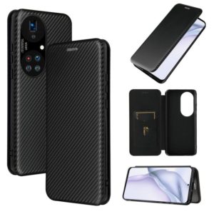 For Huawei P50 Pro Carbon Fiber Texture Horizontal Flip TPU + PC + PU Leather Case with Card Slot(Black) (OEM)