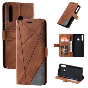 For Huawei P40 Lite E / Y7p / Honor 9C Skin Feel Splicing Horizontal Flip Leather Case with Holder & Card Slots & Wallet & Photo Frame(Brown) (OEM)