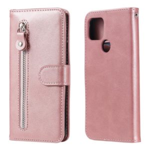 For Google Pixel 5 XL / Pixel 4a 5G Fashion Calf Texture Zipper Horizontal Flip Leather Case with Holder & Card Slots & Wallet(Rose Gold) (OEM)