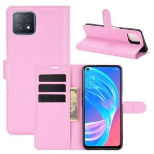 For OPPO A72 / A73 5G Litchi Texture Horizontal Flip Protective Case with Holder & Card Slots & Wallet(Pink) (OEM)