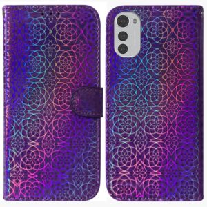 For Motorola Moto E32 Colorful Magnetic Buckle Leather Phone Case(Purple) (OEM)