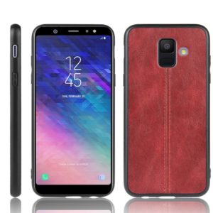 For Galaxy A6 Shockproof Sewing Cow Pattern Skin PC + PU + TPU Case(Red) (OEM)