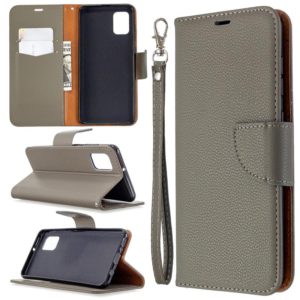For Samsung Galaxy A31 Litchi Texture Pure Color Horizontal Flip Leather Case with Holder & Card Slots & Wallet & Lanyard(Grey) (OEM)