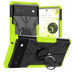 For Google Pixel 6 Armor Bear Shockproof PC + TPU Phone Case with Ring Holder(Green) (OEM)