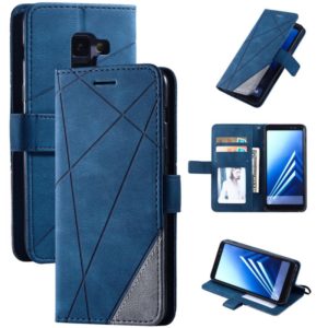 For Samsung Galaxy A8(2018) Skin Feel Splicing Horizontal Flip Leather Case with Holder & Card Slots & Wallet & Photo Frame(Blue) (OEM)