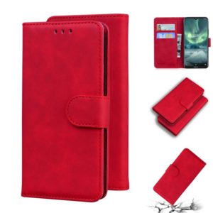 For Nokia 6.2 / 7.2 Skin Feel Pure Color Flip Leather Phone Case(Red) (OEM)