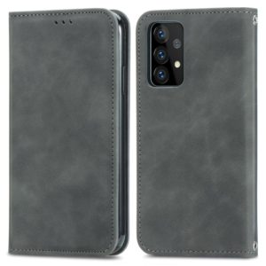 For Samsung Galaxy A72 5G / 4G Retro Skin Feel Business Magnetic Horizontal Flip Leather Case with Holder & Card Slots & Wallet & Photo Frame(Grey) (OEM)