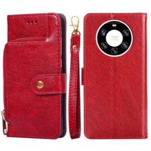 For Huawei Mate 40 Pro+ Zipper Bag PU + TPU Horizontal Flip Leather Case with Holder & Card Slot & Wallet & Lanyard(Red) (OEM)