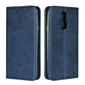 For LG Q7 Calf Texture Magnetic Horizontal Flip Leather Case with Holder & Card Slots & Wallet(Blue) (OEM)